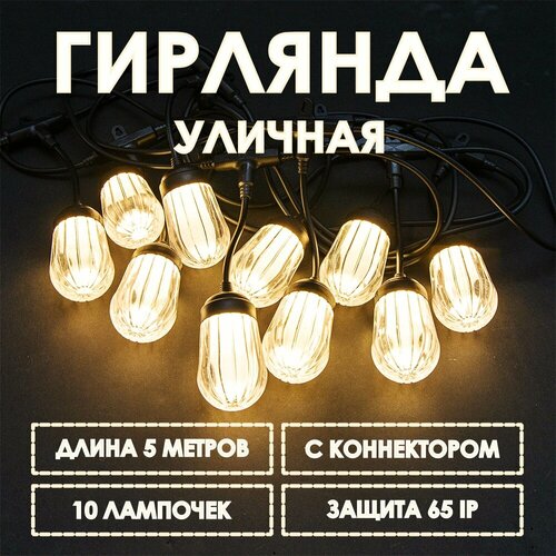 фотография Гирлянда светодиодная уличная FUNRAY Лампочки 5М, 60LED, теплый белый / IP65, купить за 1800 руб онлайн