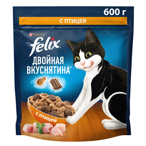 фотография Сухой корм FELIX Двойная вкуснятина с птицей 600г, купить за 400 руб онлайн