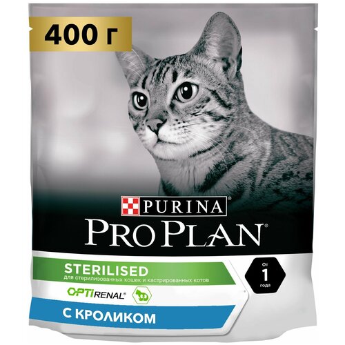 фотография PRO PLAN (Проплан) сухой 400г STERILISED для стерилизованных, с Кроликом, купить за 593 руб онлайн