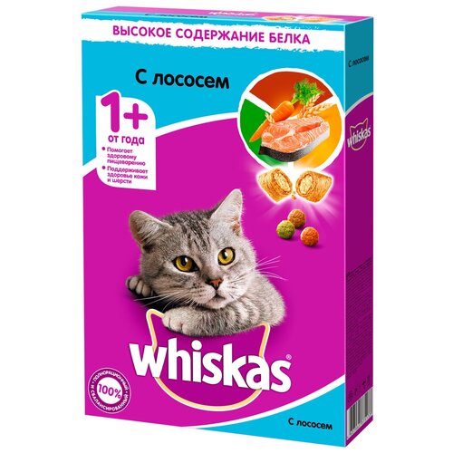 фотография Сухой корм для кошек Whiskas лосось 350 г (суфле), купить за 375 руб онлайн