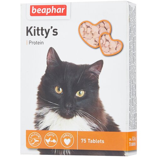 фотография Кормовая добавка Beaphar Kitty's + Protein , 75 таб., купить за 567 руб онлайн