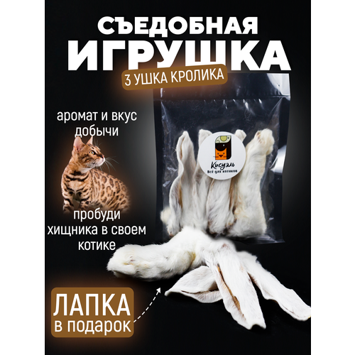 фотография Натуральная игрушка для животных. Натуральные уши кролика + Подарок, купить за 224 руб онлайн