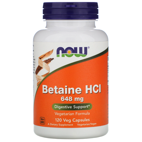 фотография Капсулы NOW Betaine HCl, 100 г, 120 шт., купить за 2389 руб онлайн