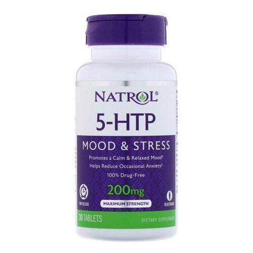 фотография Таблетки Natrol 5-HTP Time Release, 200 мг, 30 шт., купить за 3829 руб онлайн