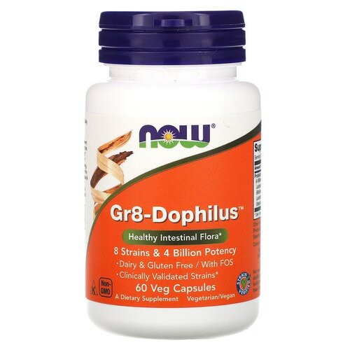 фотография Капсулы NOW Gr8- Dophilus, 100 г, 60 шт., купить за 2850 руб онлайн