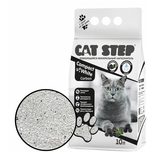 фотография Комкующийся наполнитель Cat Step Compact White Carbon, 10л, 1 шт., купить за 1200 руб онлайн