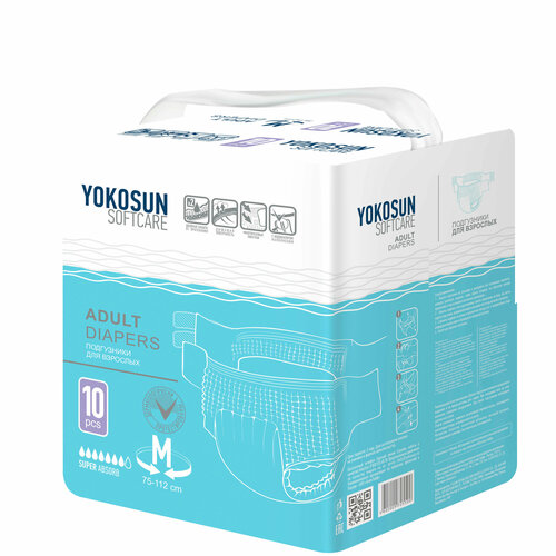 фотография Подгузники для взрослых YokoSun Softcare Adult diapers, M, 10 шт., купить за 910 руб онлайн