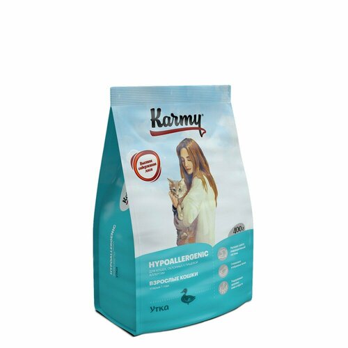 фотография Сухой корм для кошек Karmy Hypoallergenic Утка 400г, купить за 510 руб онлайн