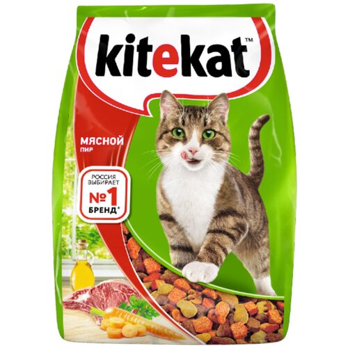 фотография Сухой корм для кошек Kitekat Мясной Пир 350 г, купить за 197 руб онлайн