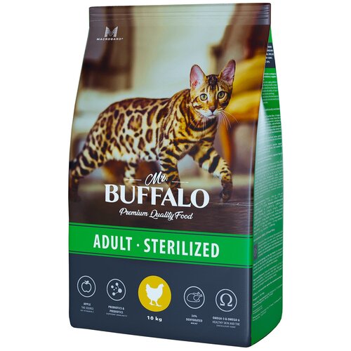 фотография Mr. Buffalo STERILIZED для кошек с Курицей, 10кг, купить за 6821 руб онлайн