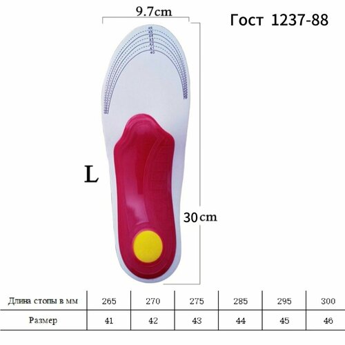фотография Стельки ортопедические каркасные размер 41-46 (длина стельки 30см), купить за 397 руб онлайн