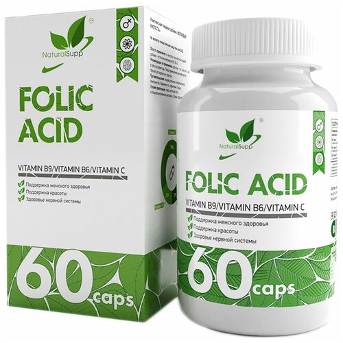 фотография Фолиевая кислота NATURALSUPP Folic Acid (60 капсул), купить за 348 руб онлайн